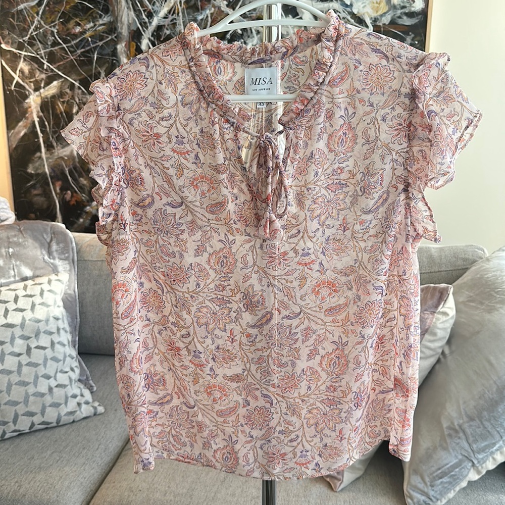 Misa Los Angeles Blouse Pink Purple Floral
